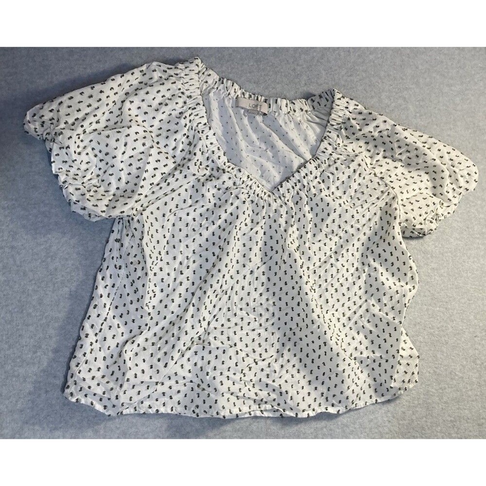 The Loft Sz M Peasant Top Wide Puff Sleeve Boho Cottagecore Homestead Casual